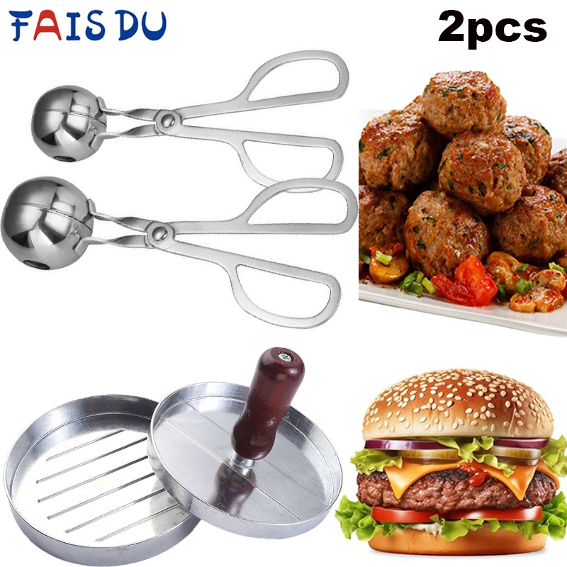 2PC Stainless Steel Meat Ball  - Hot Dog Press review and price