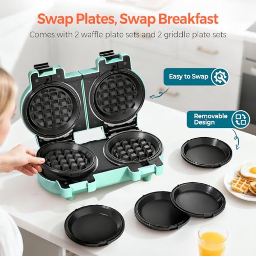 2-in-1 Double Waffle and Panca - Mini Pancake Griddle review and price